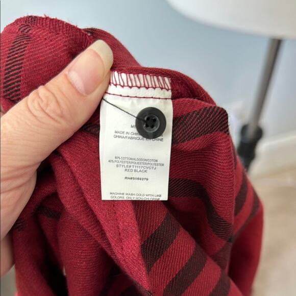Thread & Supply Red Black Plaid Button-Up Flannel Shirt Women's M NWT - Picture 7 of 7